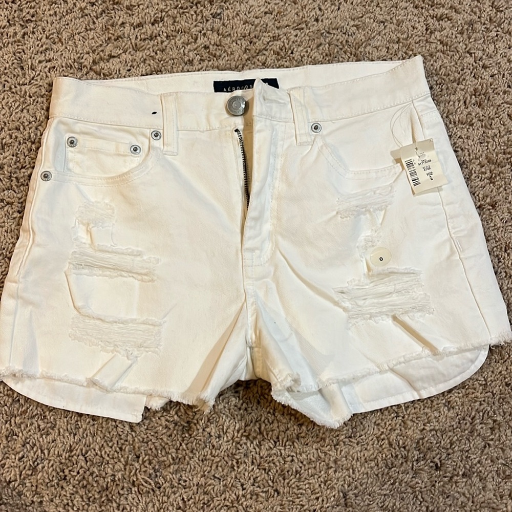 Aeropostale White Jean Short (Size 0)